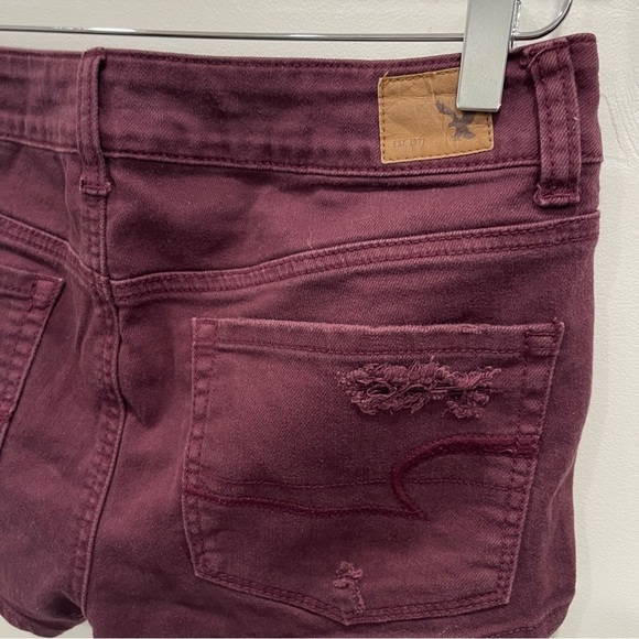 American Eagle Shortie Shorts Distressed Size 6 Red Cutoff - Picture 5 of 9